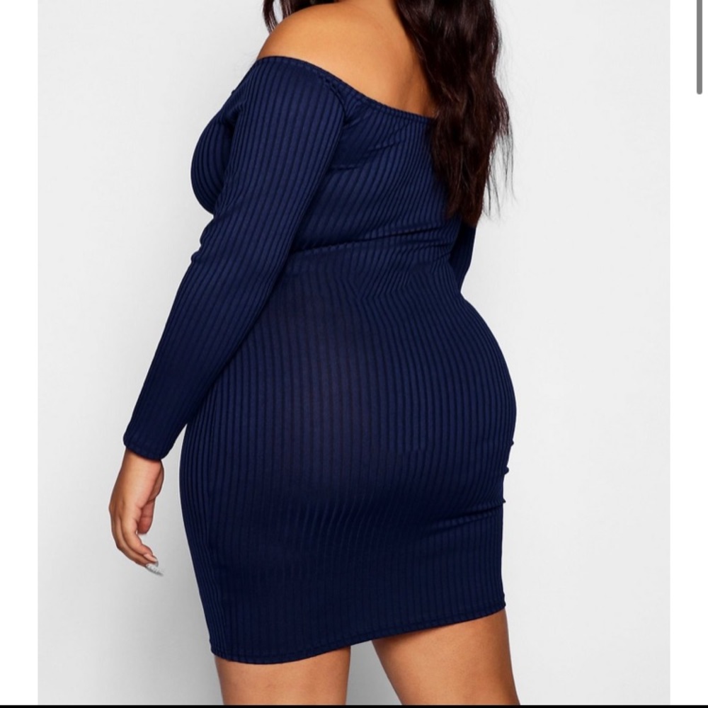 Navy Off The Shoulder Dress